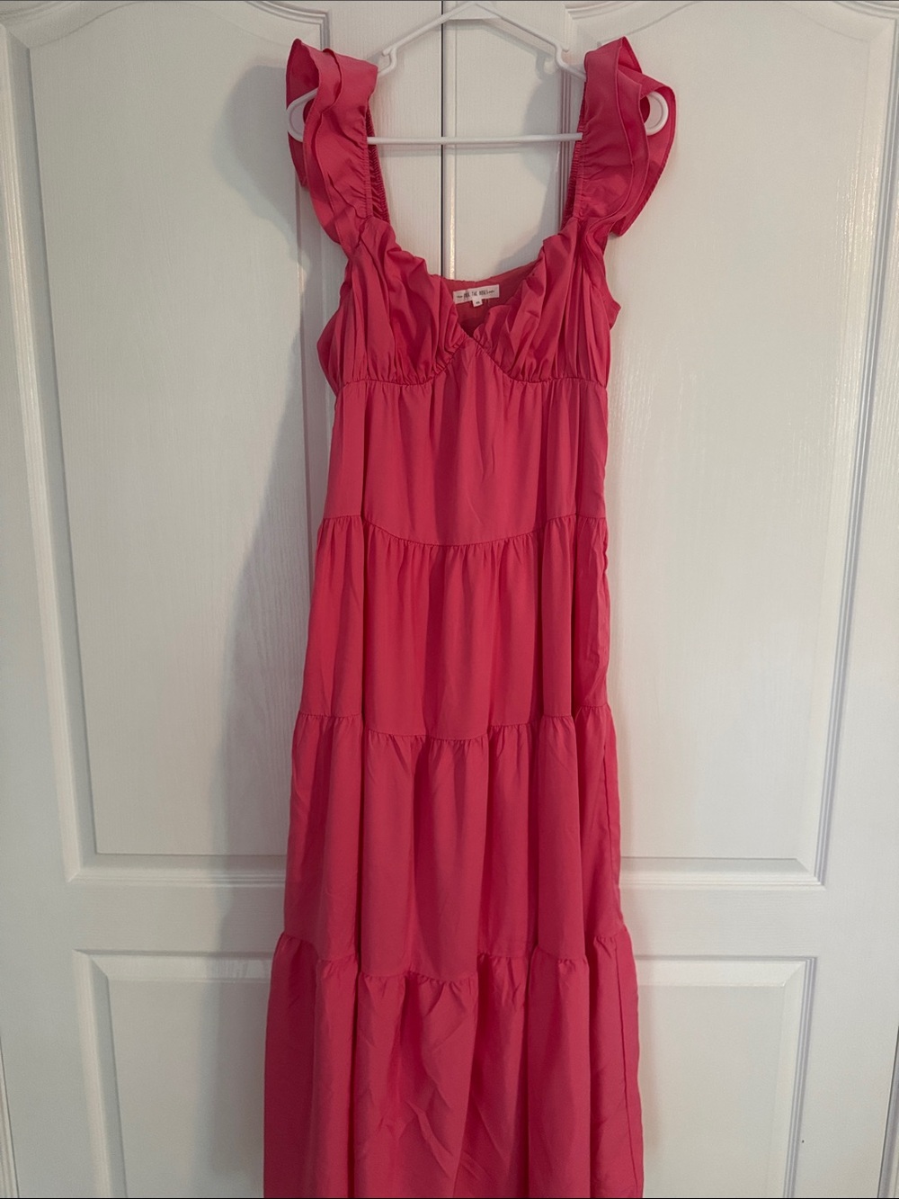 Tuckernuck Pink Ruffle Strap Tiered Maxi Dress XS